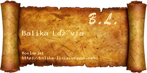Balika Lívia névjegykártya
